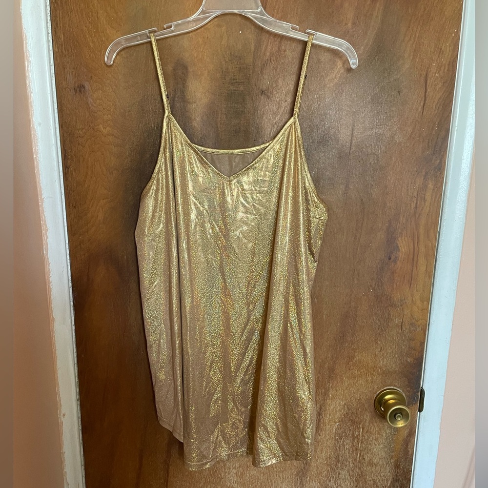 Gold holographic tank top